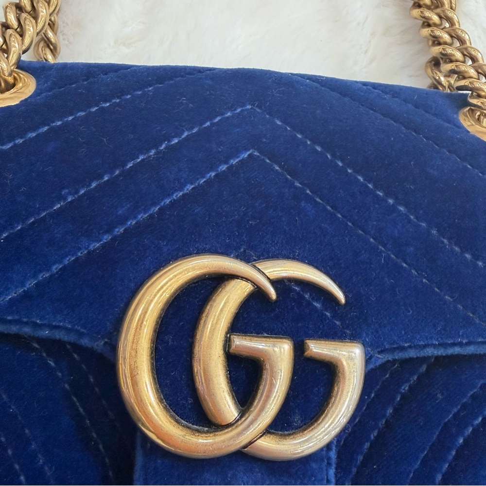 GUCCI Blue Marmont Quilted Crossbody/Shoulder Bag - Picture 3 of 13